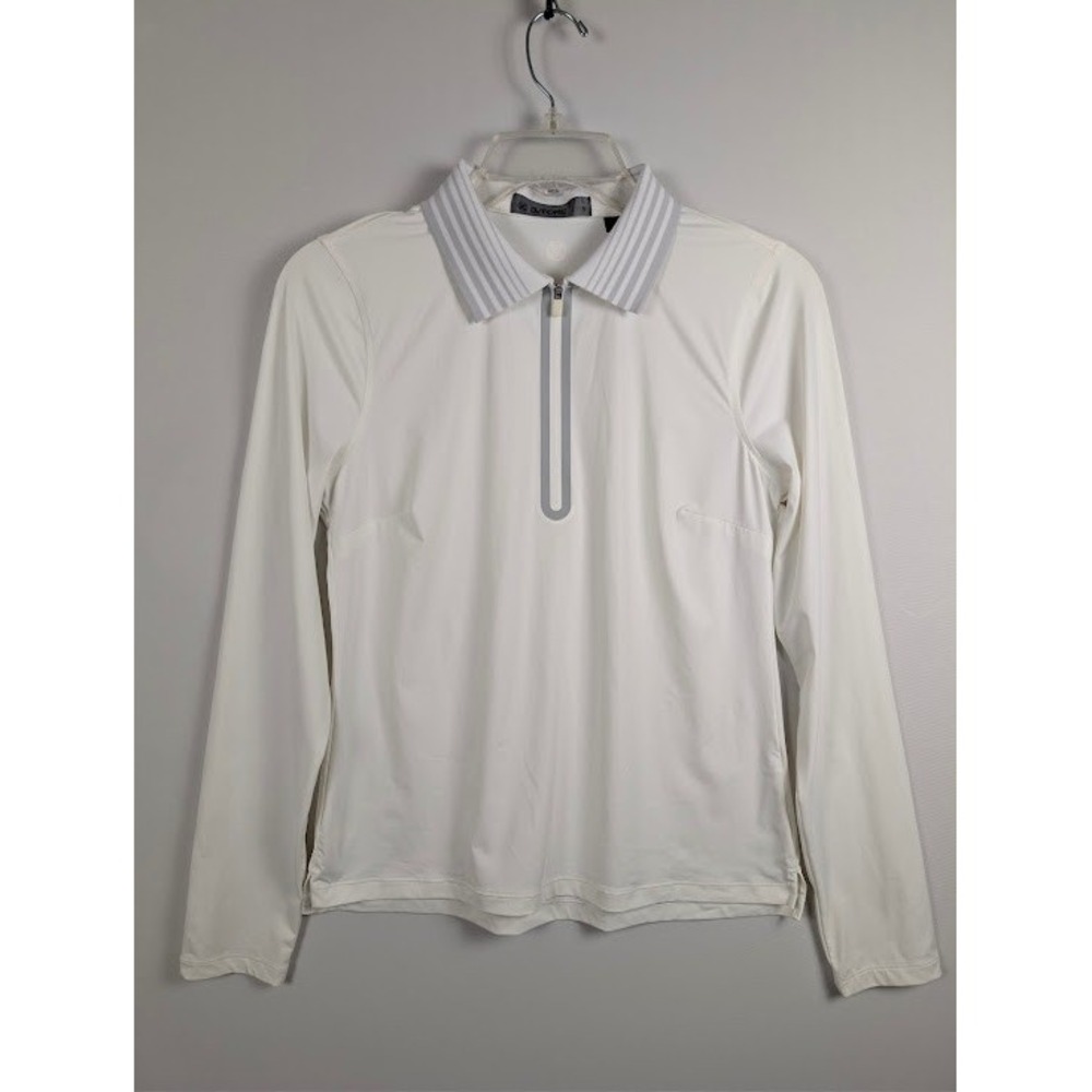 G/FORE Quarter-Zip Pullover Women SMALL White Silky Tech Nyon Long Sleeve Golf